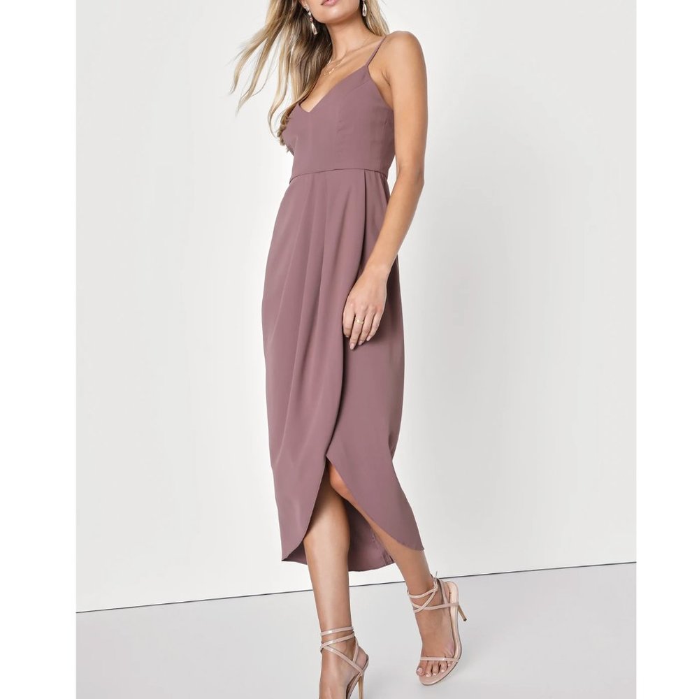 Lulus Reinette Midi Dress Mauve Purple 2X NWT